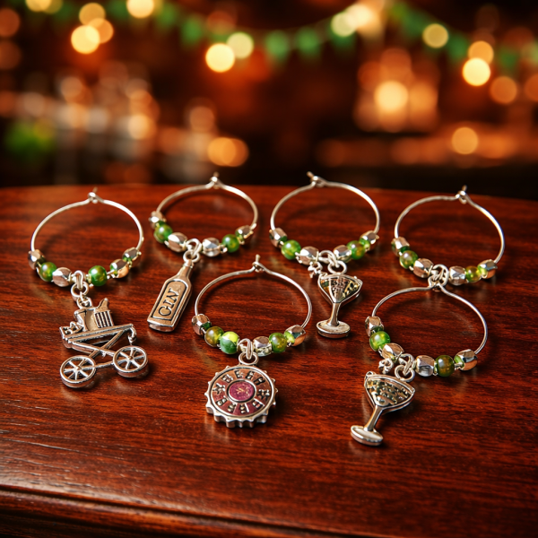 Weinglas Charms (Marker) handgefertigt Set "Cocktail Green"