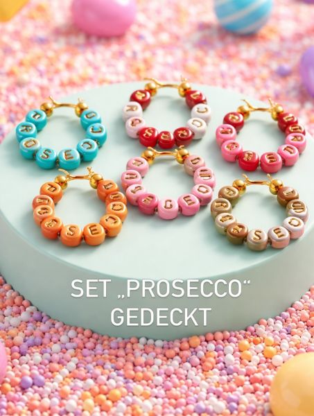 Weinglas Charms (Marker) handgefertigt Set "PROSECCO Gedeckt"